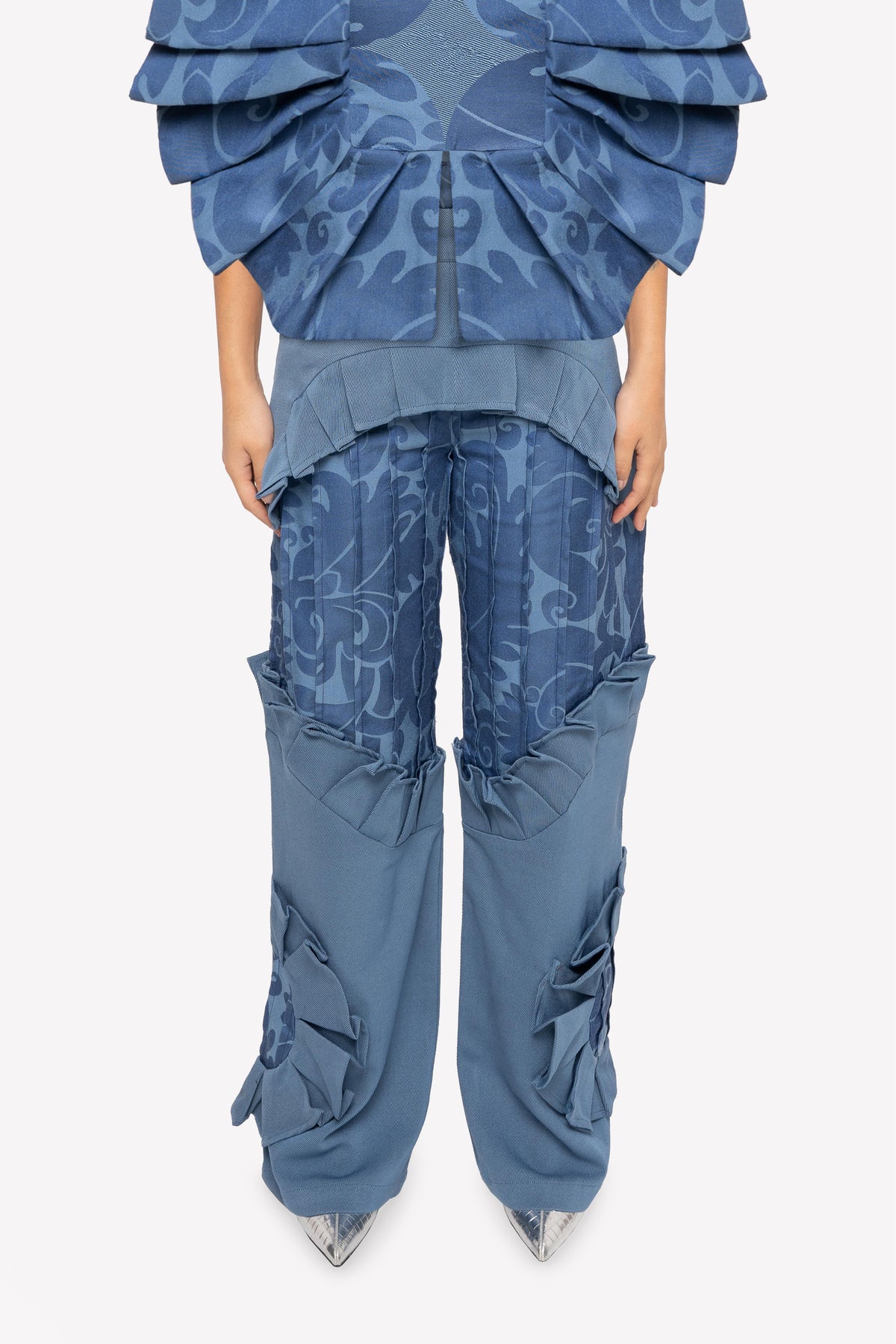 Pantalon patchwork taille haute Gracie – détail devant