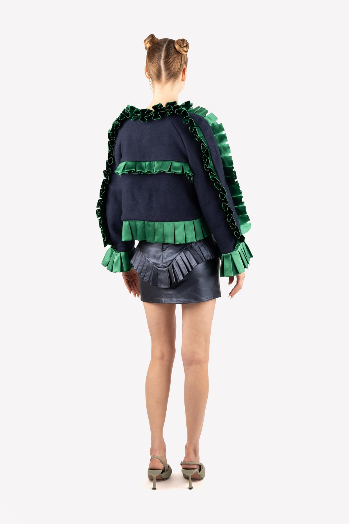 Elsa pleated bomber jacket – worn, back view