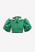 Crop top vert Marie Pierra à manches bouffantes – vue produit