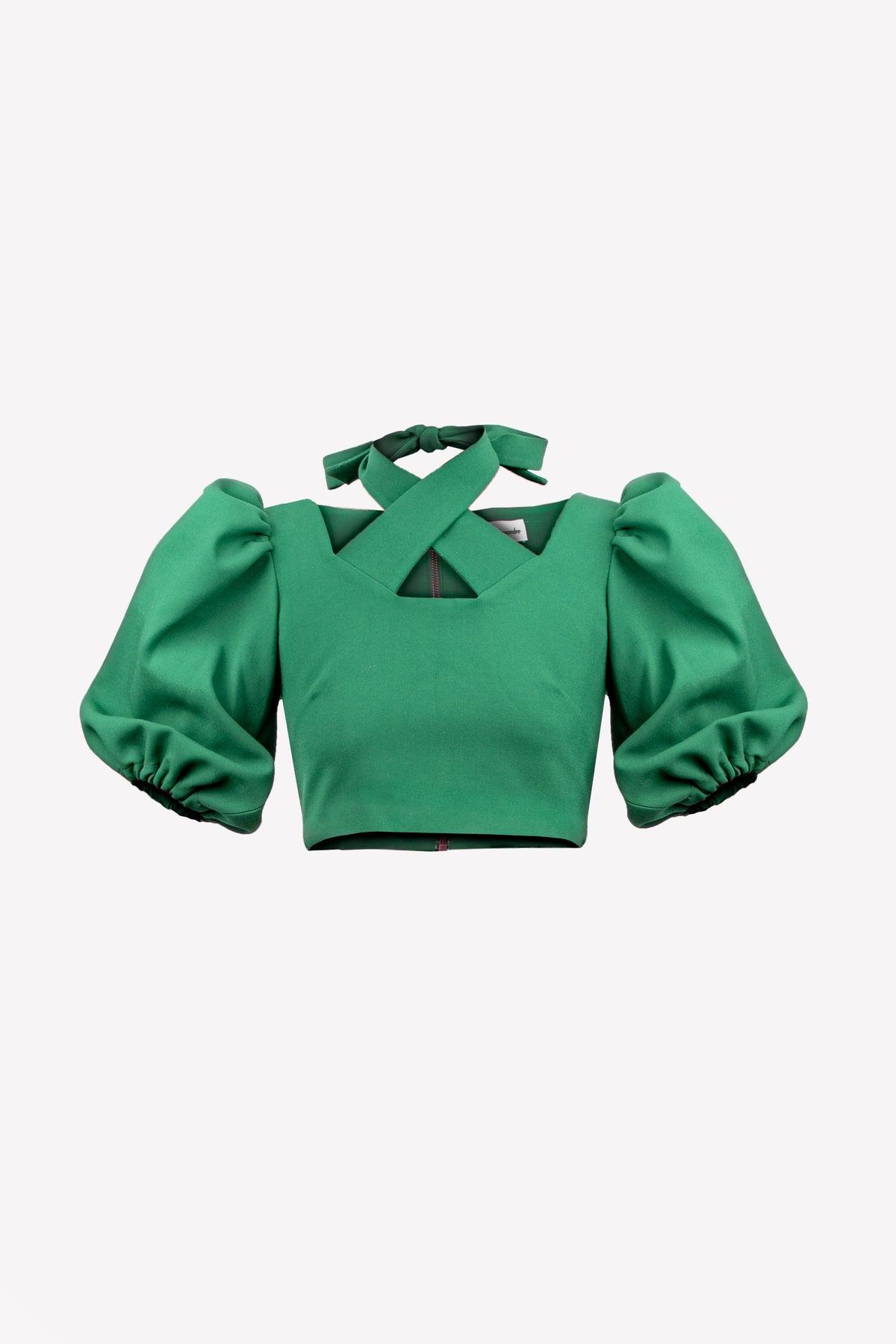 Crop top vert Marie Pierra à manches bouffantes – vue produit