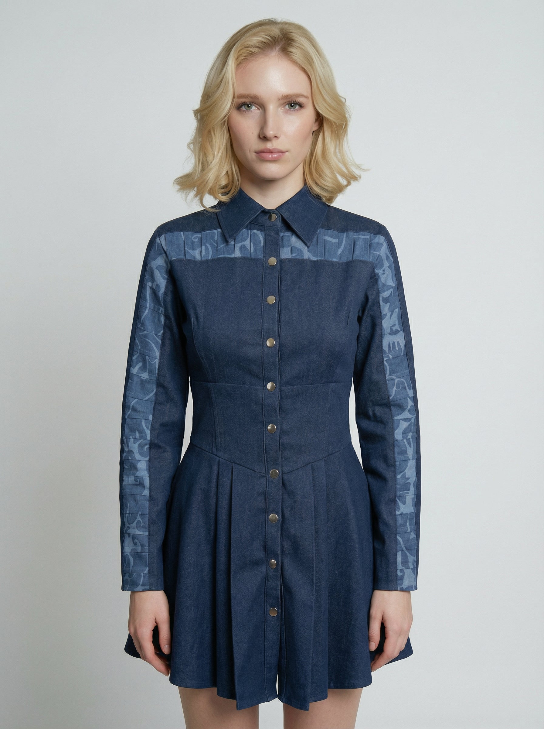 Upcycled shirt dress front zoom