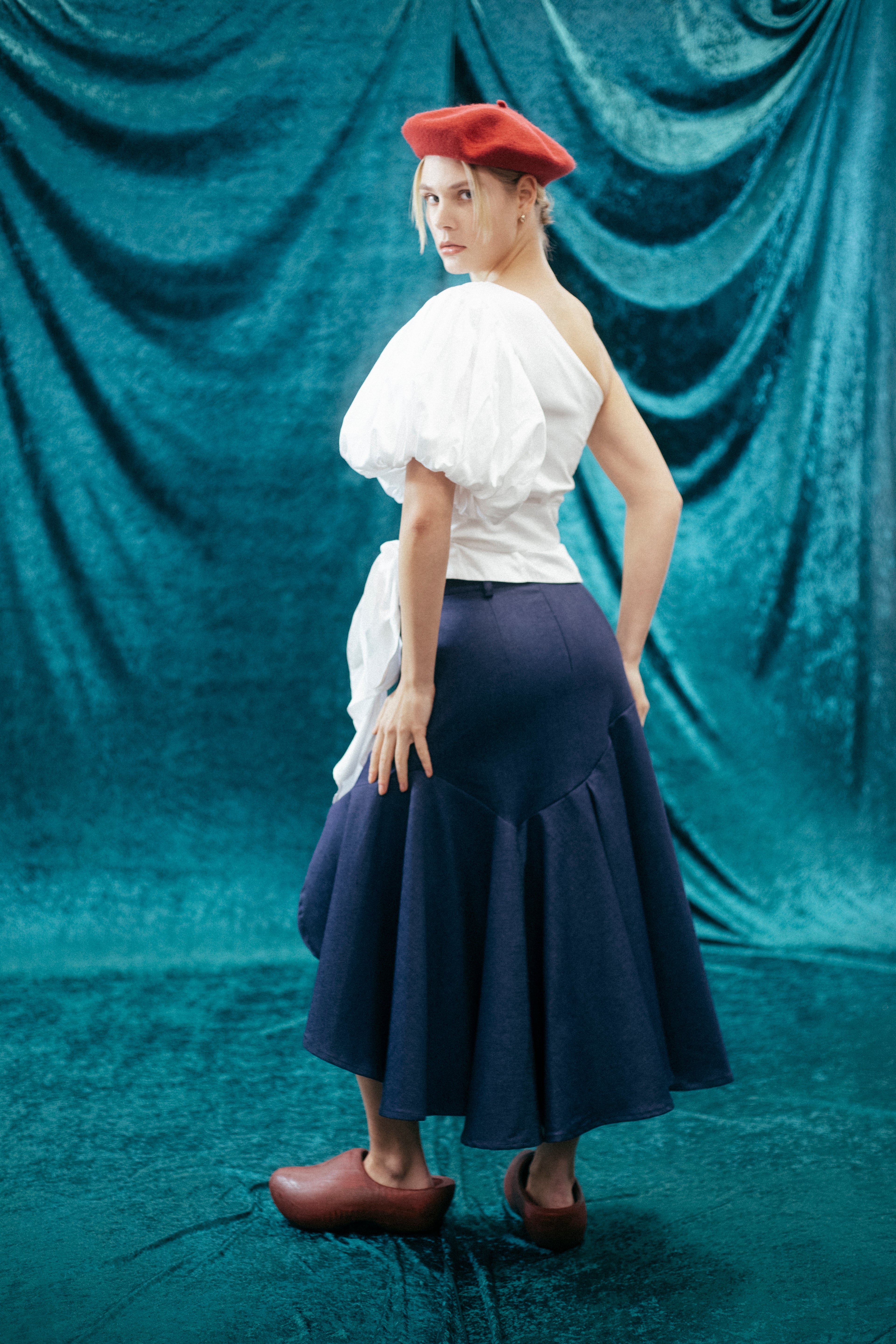 High waisted midi skirt denim