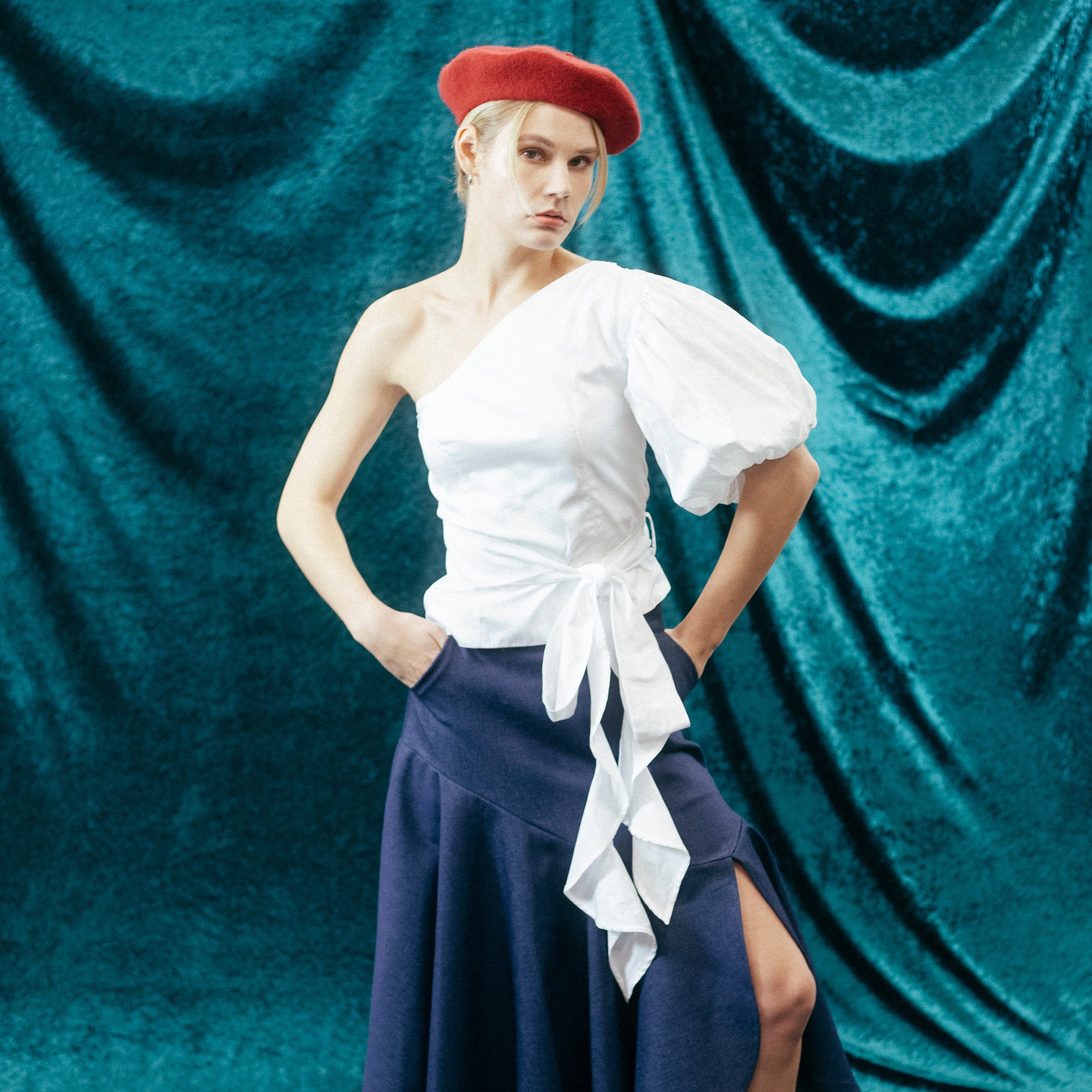 High waisted midi skirt denim