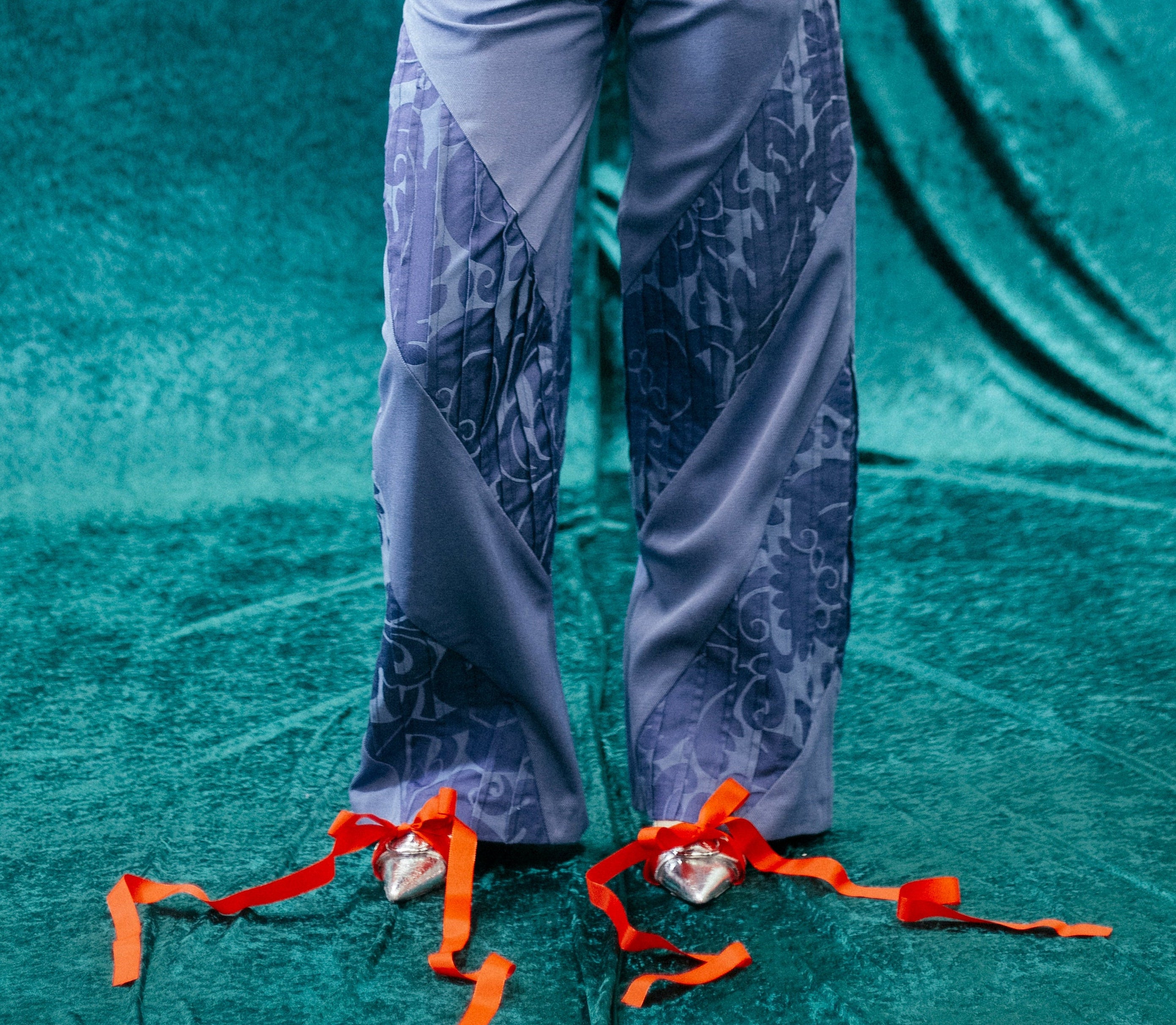 High waisted pants denim wool