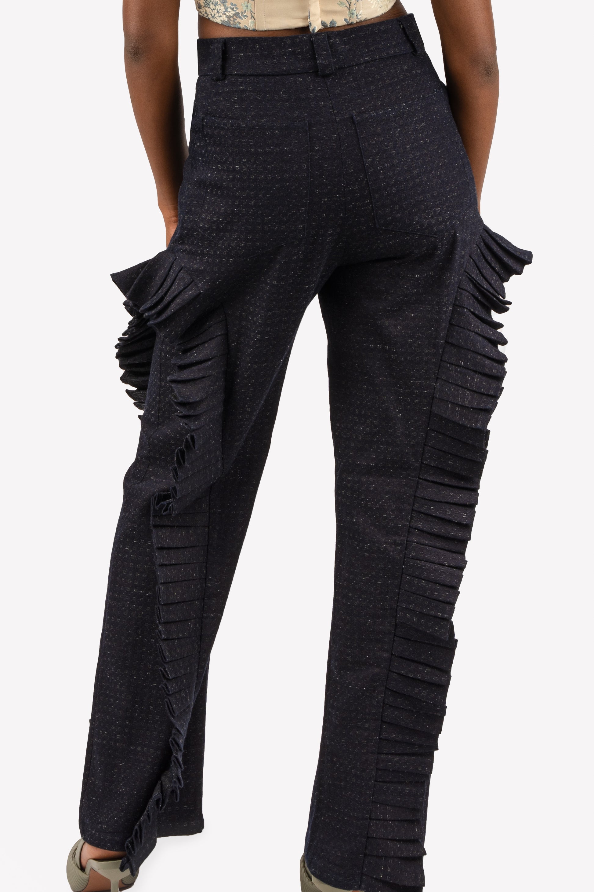 Pantalon plissés taille haute zoom dos
