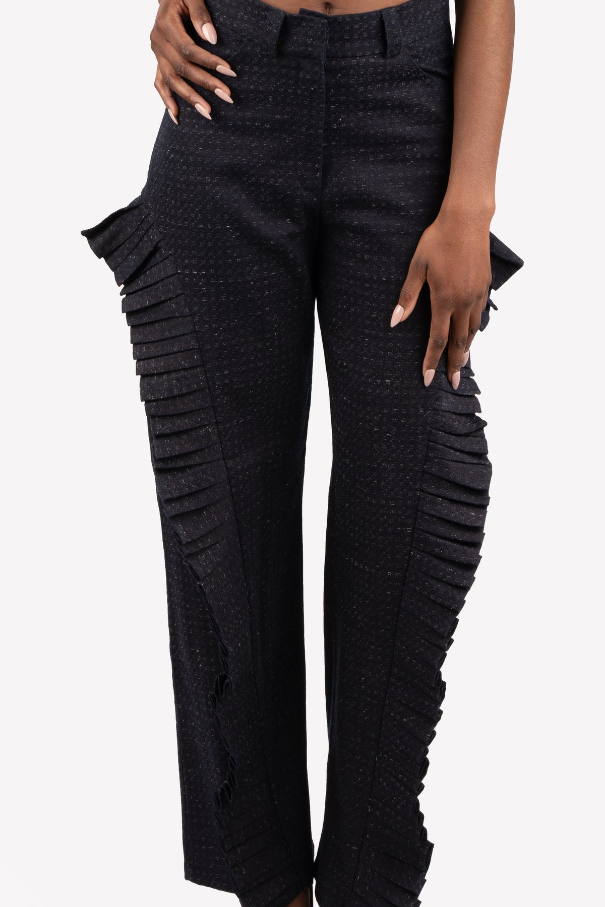Pantalon plissé taille haute Tove – détail devant