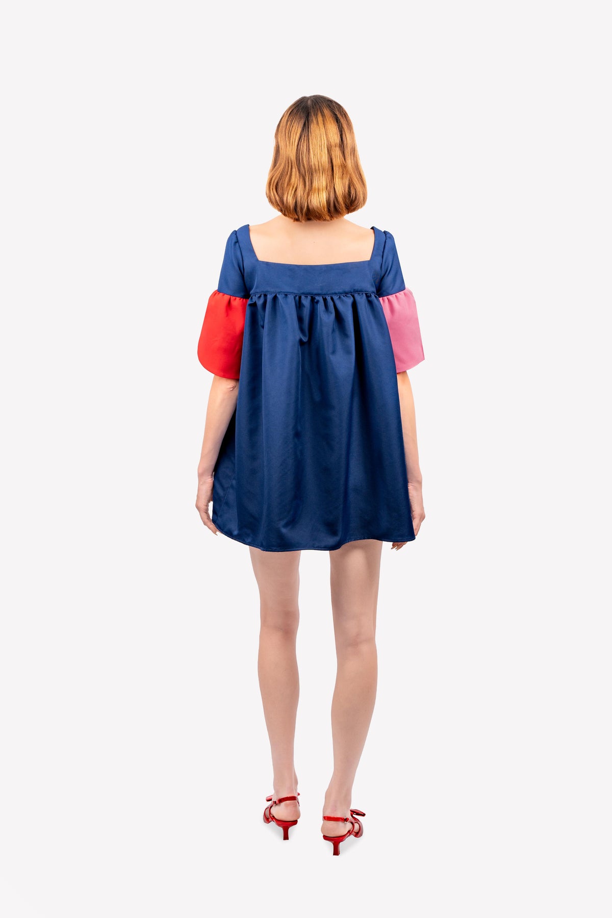 Emma tulip embroidered dress – worn, back view