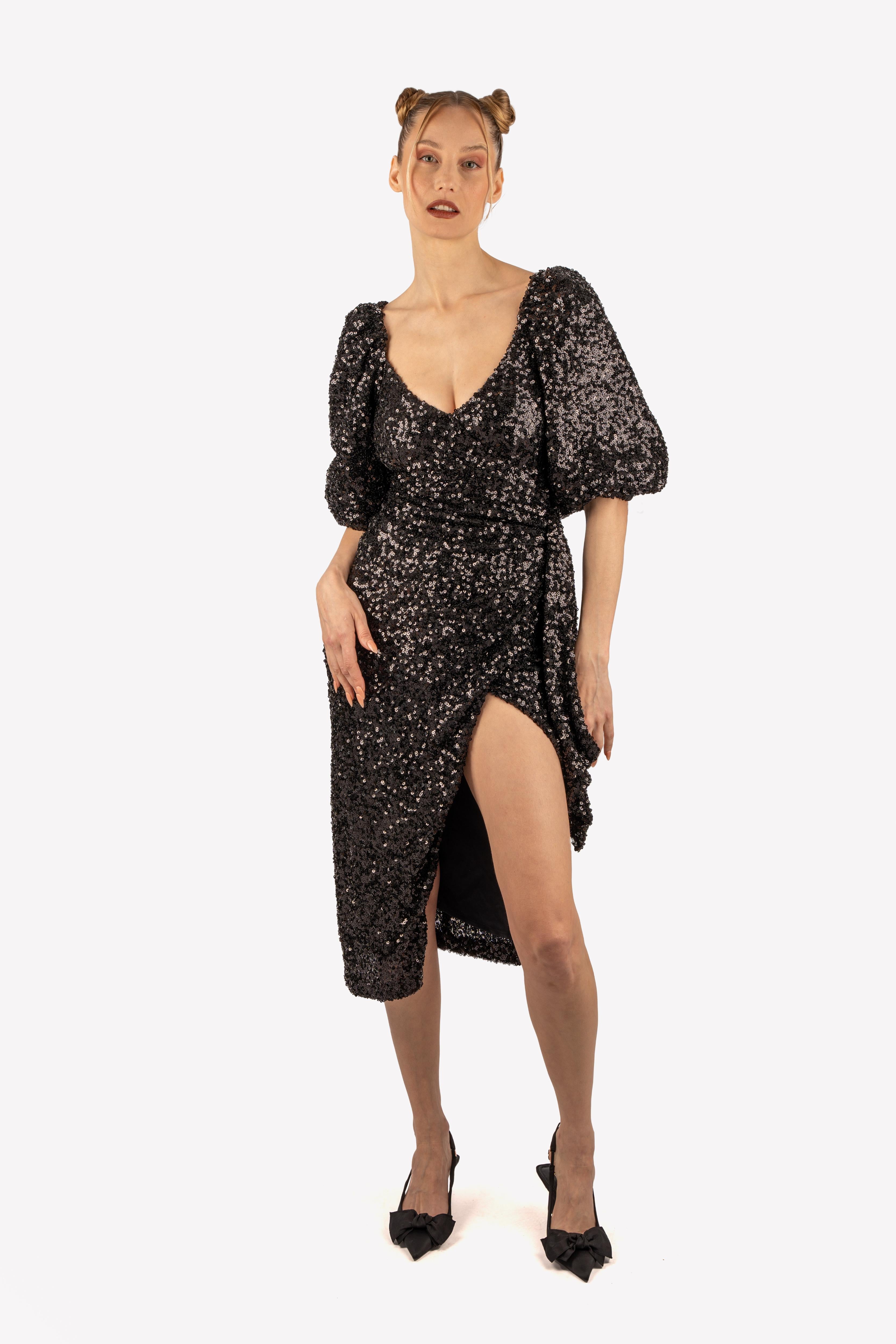 robe paillettes noir devant