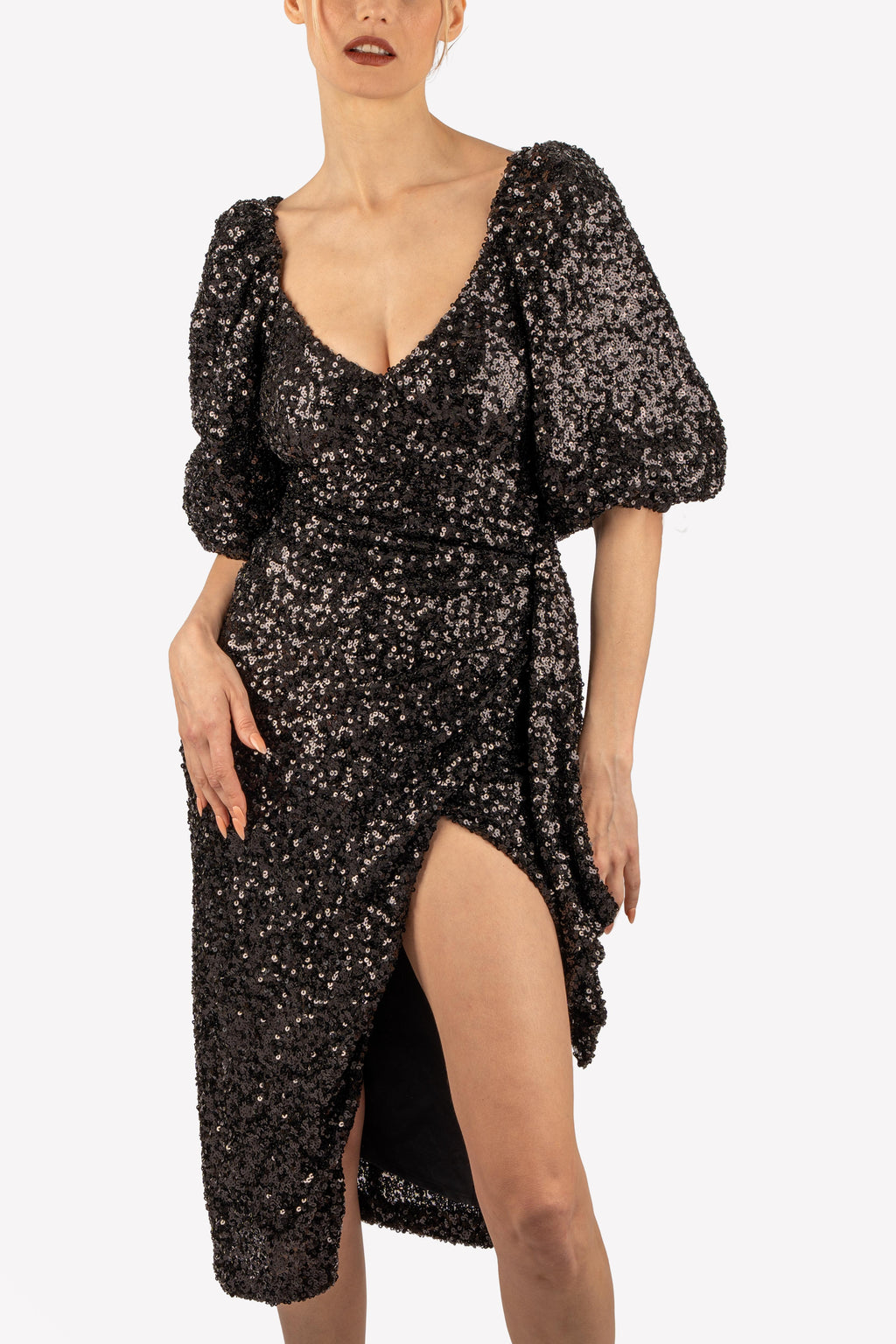 robe paillettes noir zoom devant