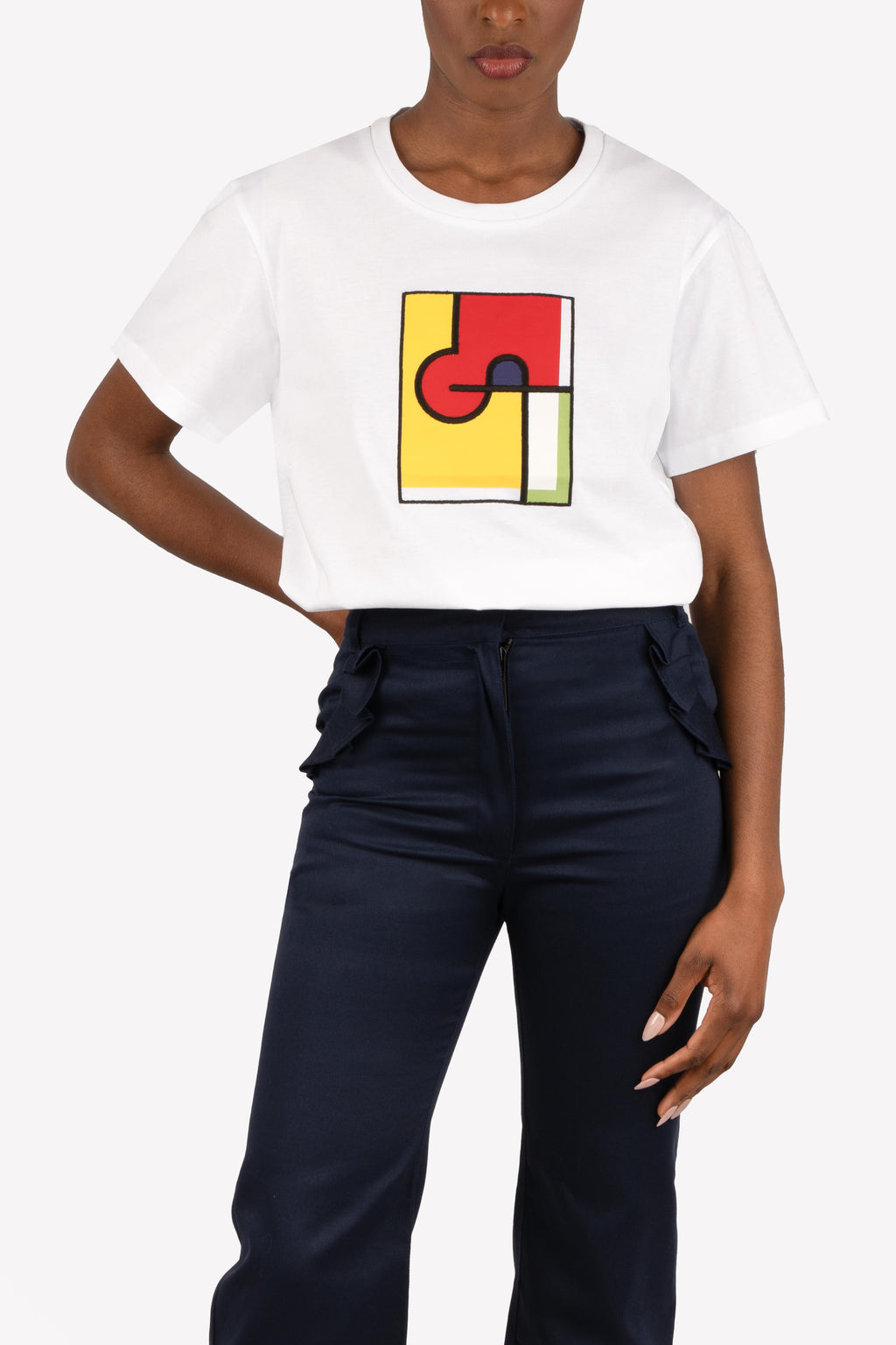 t-shirt unisexe tableau Mondrian zoom devant