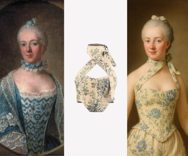 Belle van zuylen porte un corset en rideaux upcyclés