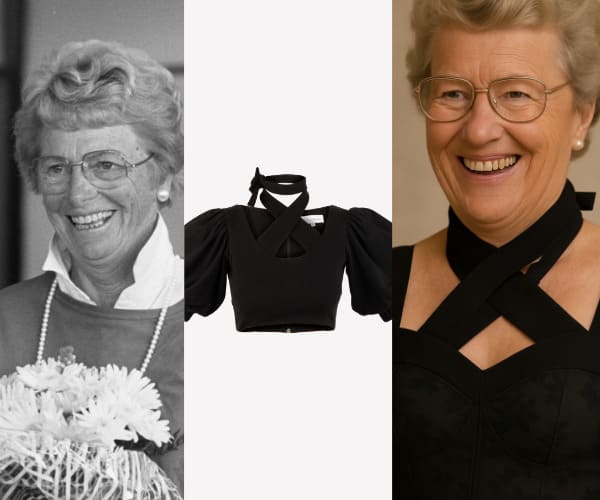 Fanny Blankers porte un crop top noir